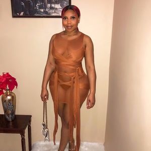 All Tied Up Dress in Dark Tan